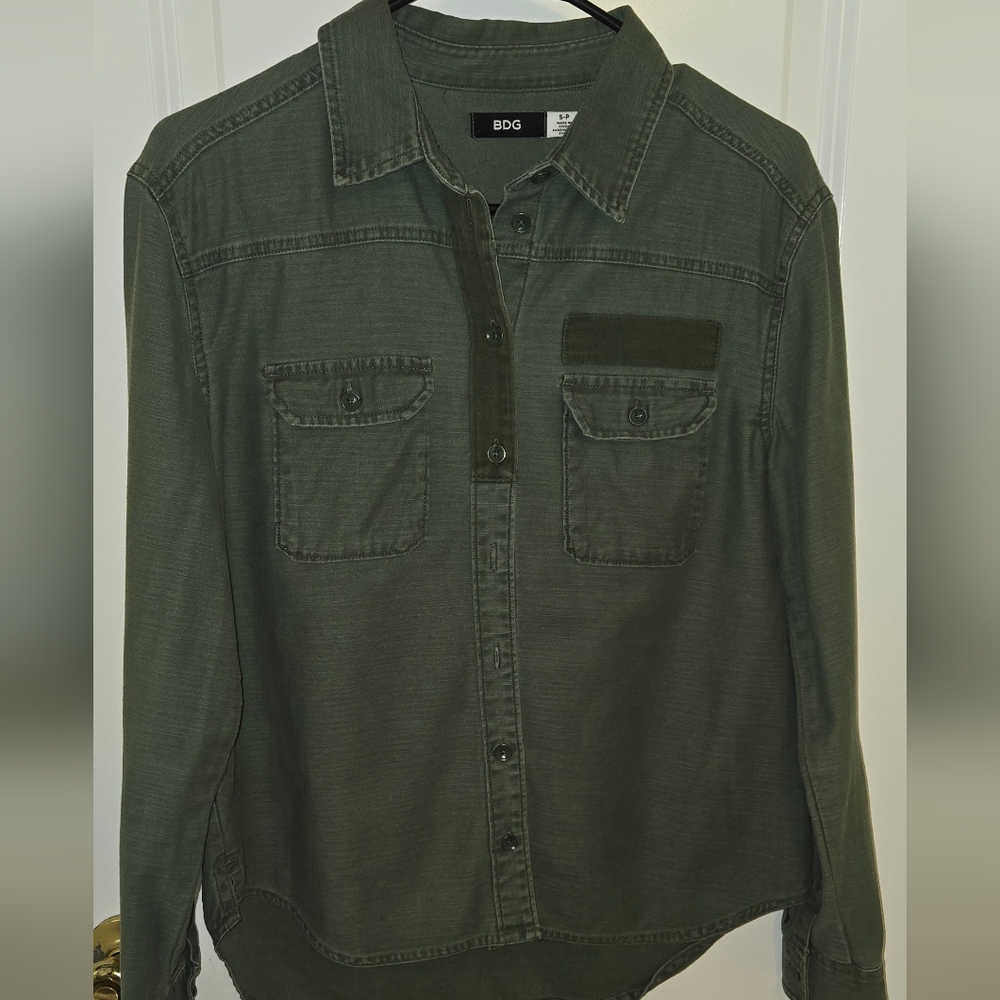 Olive Green Button-Up Shirt